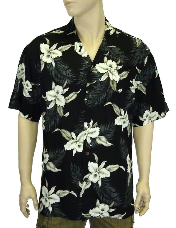 Aloha Shirt Rayon Maka Nani Black KY