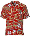 Aloha Shirt Vintage Scenic Hawaii Red Hilo Hattie