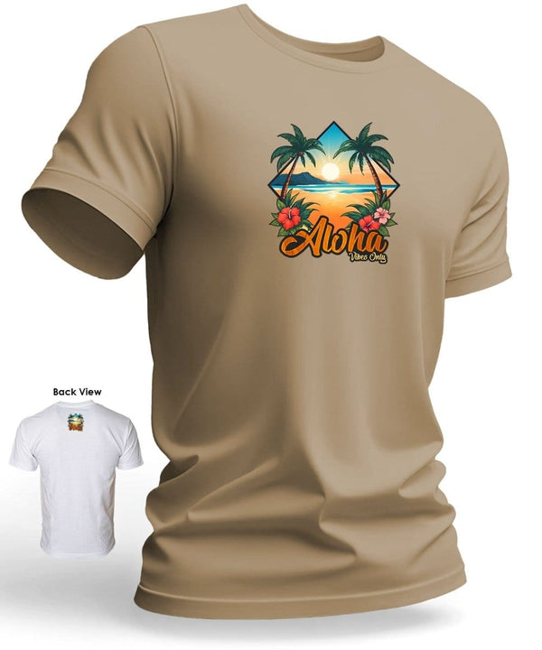 Aloha Vibes Only Hawaiian T-Shirt Beige