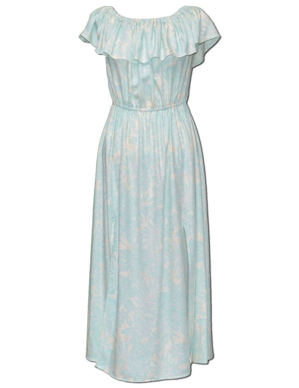 Ankle Length Dress Off Shoulder Kohala Forest Aqua