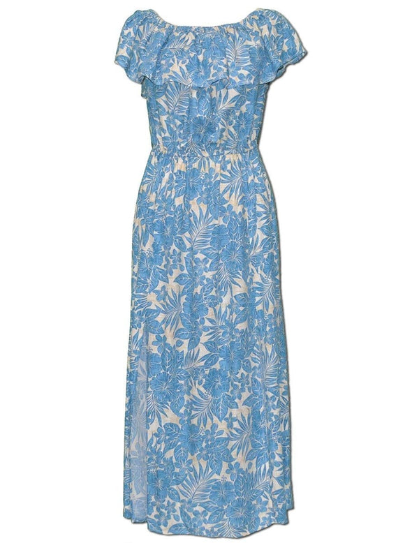 Ankle Length Dress Off Shoulder Kohala Forest Navy