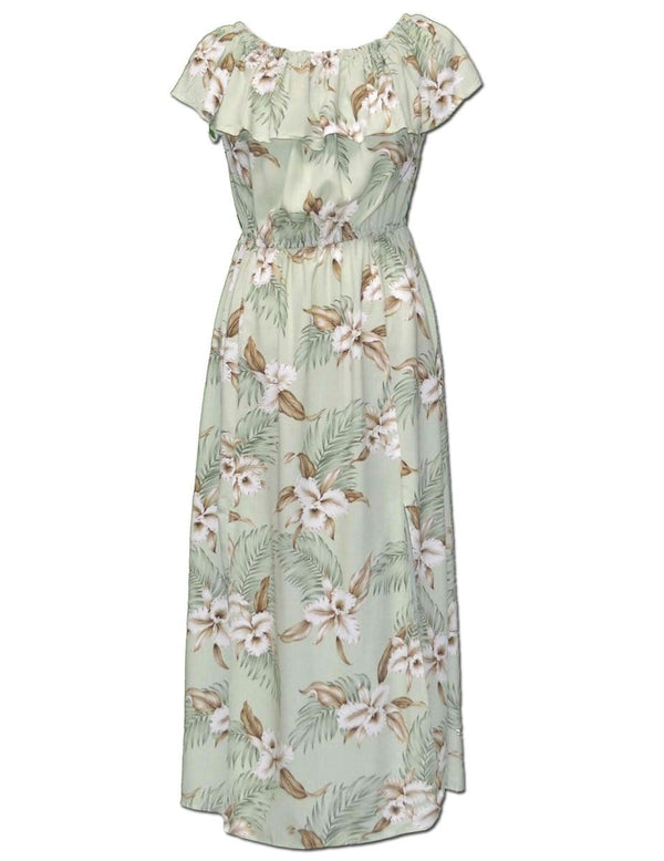 Ankle Length Dress Off Shoulder Maka Nani Green