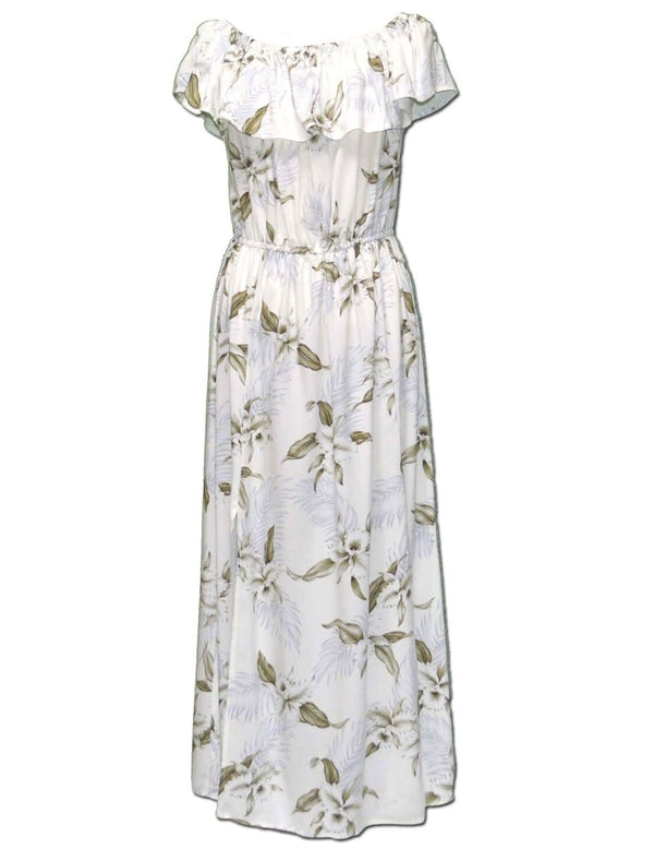 Ankle Length Dress Off Shoulder Maka Nani White