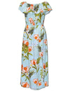 Ankle Length Dress Off Shoulder Passion Orchids Light Blue