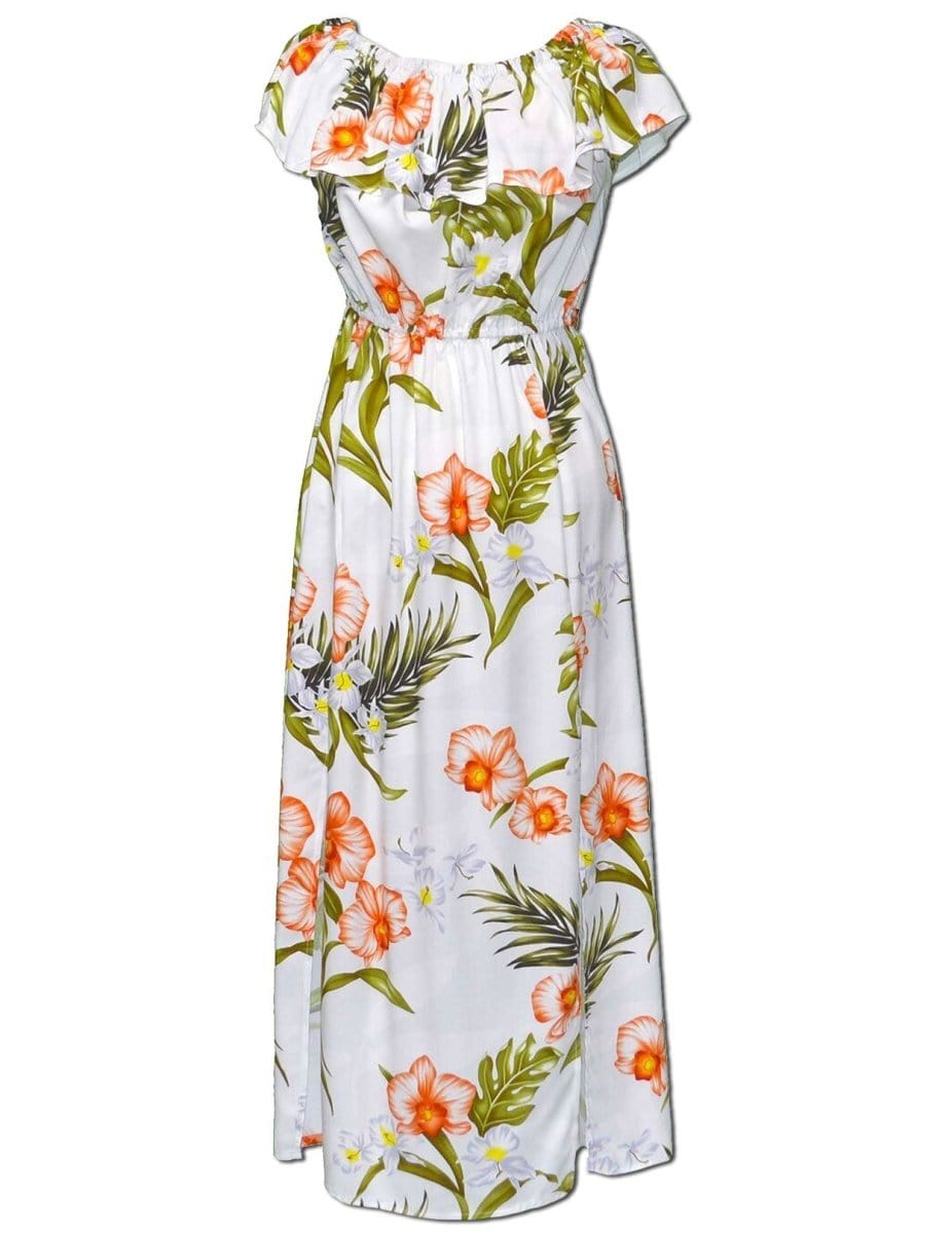 ankle length maxi dress Ankle Length Dress Off Shoulder Passion Orchids White / L
