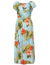 Ankle Length Dress Off Shoulder Waipio Hibiscus Aqua