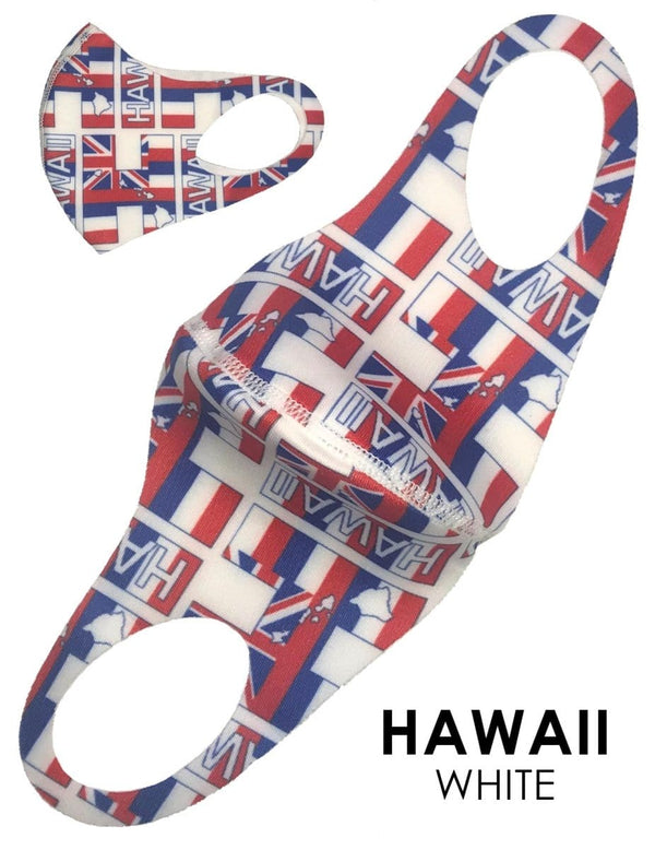 Antibacterial Stretchable Fashion Face Mask Hawaiian Flag White