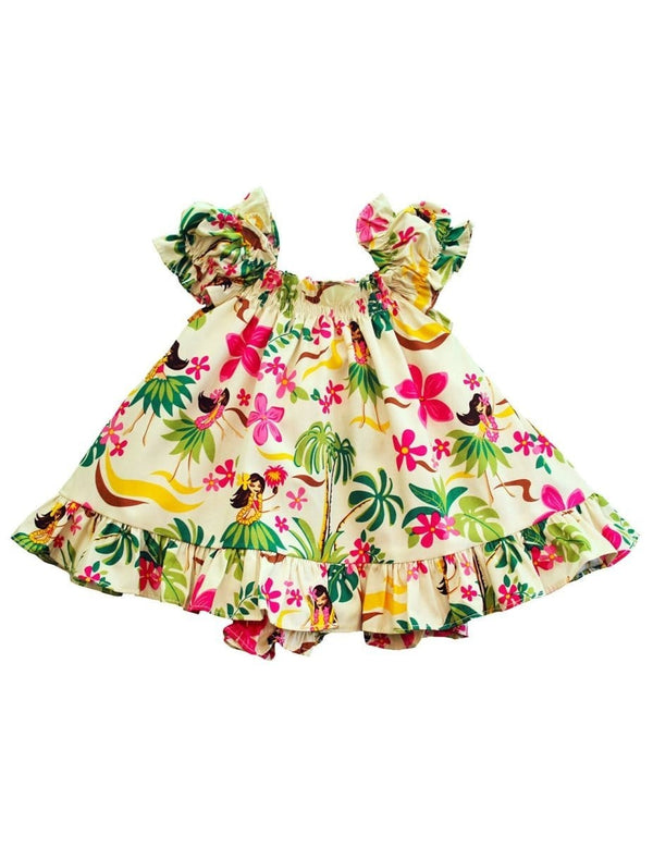 Baby Clothes 2 Piece Capri Set Little Hula Girl Beige