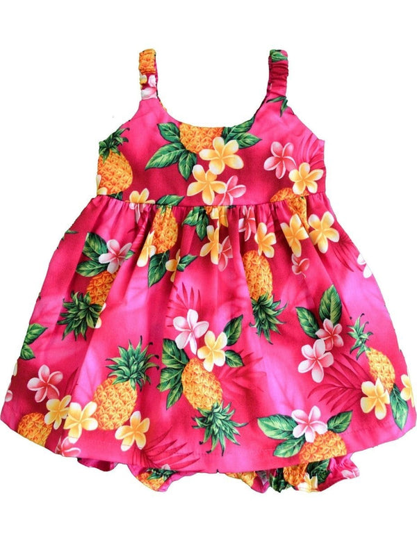 Baby Girl Bungee Dress Set Cute Pineapples Hot Pink