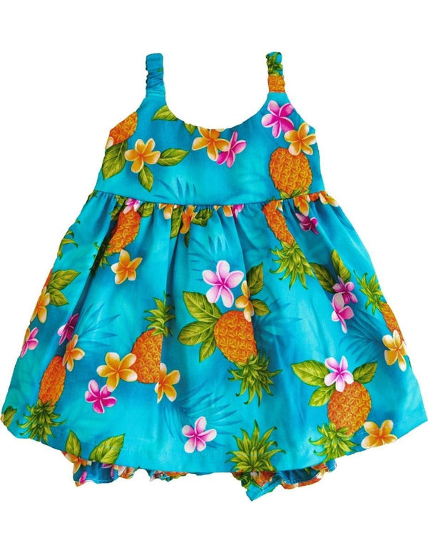 Baby Girl Bungee Dress Set Cute Pineapples Turquoise