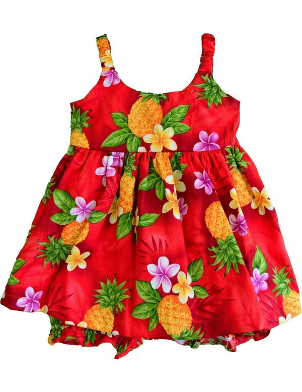 Baby Girl Bungee Dress Set Cute Pineapples Red