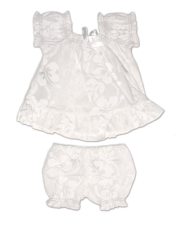 Hibiscus Leis Baby Girl Clothing Set White
