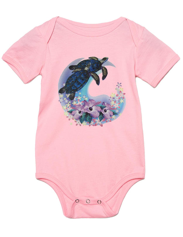 Pink Baby Onesie Fun and Cute Design Pink Turtles Dream