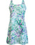 A-Line Hawaiian Dress Back Cutout Watercolors Palms Green