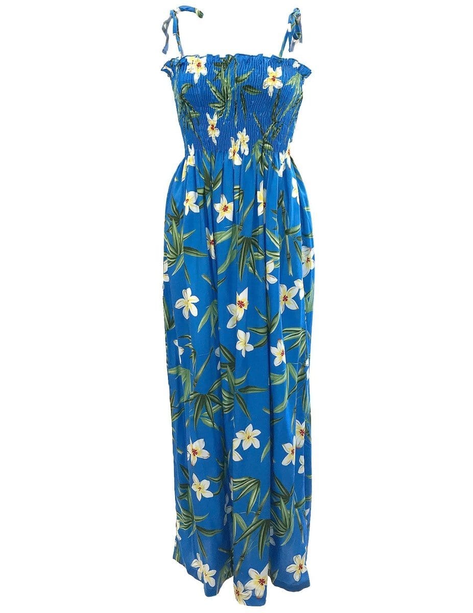 Bamboo Maxi Long Smock Dress Blue / Fits XS to XL (2-16) Bamboo Maxi Long Smock Dress Blue / Fits XS to XL (2-16)