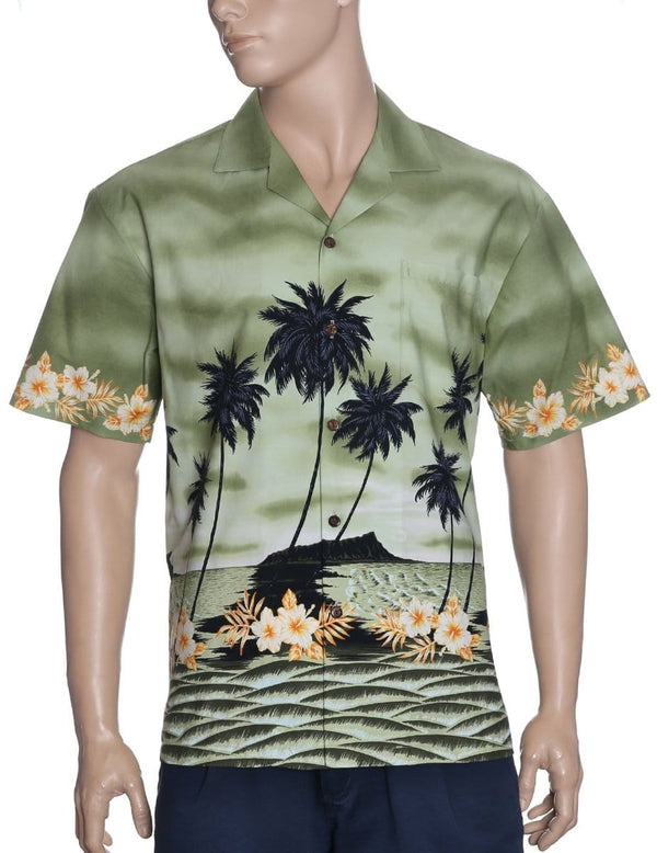 Beach Sunset Border Shirt Green