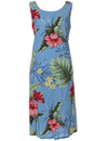 Bias Sleeveless Knee Length Dress Waipio Hibiscus Blue KY
