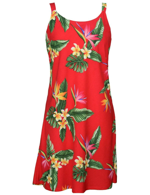 Birds of Paradise Short Hawaiian Dress Red
