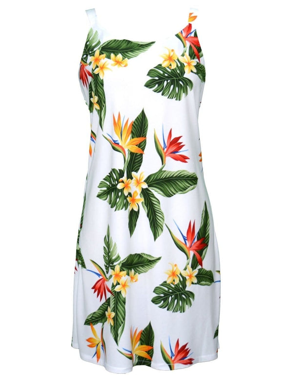 Birds of Paradise Short Hawaiian Dress White