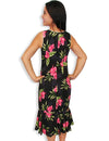 Black Hawaiian Dress Midi Style Sleeveless Okalani