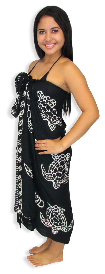 HONU - Turtles Sarong Beach Cover-Up Pareo Black