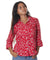 Women's Aloha Shirt Blouse 3/4 Sleeves Hibiscus Red