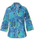 Women's Aloha Shirt Blouse 3/4 Sleeves Monstera Blue