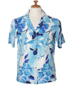 Camp Women's Aloha Shirt Watercolor Hibiscus Blue