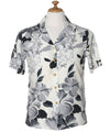 Camp Women's Aloha Shirt Watercolor Hibiscus Gray