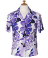 Camp Women's Aloha Shirt Watercolor Hibiscus Purple