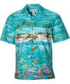 Border Hawaiian Shirt Beach Turtles Aqua