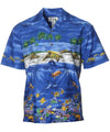 Border Hawaiian Shirt Beach Turtles Navy
