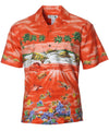 Border Hawaiian Shirt Beach Turtles Orange