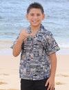 Boys Aloha Shirt Tapa Salty Crew Navy