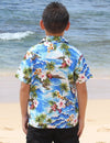 Boy's Aloha Shirt Hookipa Hibiscus Blue Pacific Legends