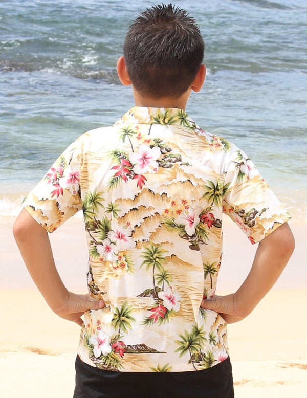 Boy's Aloha Shirt Hookipa Hibiscus Maize Pacific Legends
