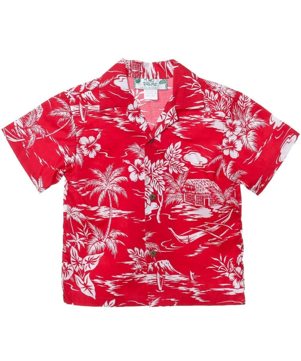 Boys Aloha Shirt Love Shack Red Two Palms