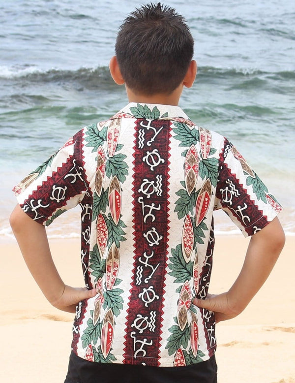 Boys Aloha Shirt Surfing Relic Red