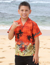 Beach Boy's Motorcycles Aloha Shirt Rust