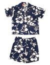 Classic Hibiscus Pareo Boy's 2 Piece Cabana Set or Shirt Navy