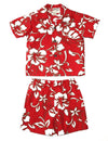 Classic Hibiscus Pareo Boy's 2 Piece Cabana Set or Shirt Red