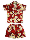 Island Plumeria Boy Shirt Shorts Set Red Royal Creations