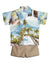 Hana Hou Boy’s 2 Piece Hawaiian Rayon Cabana Set Blue