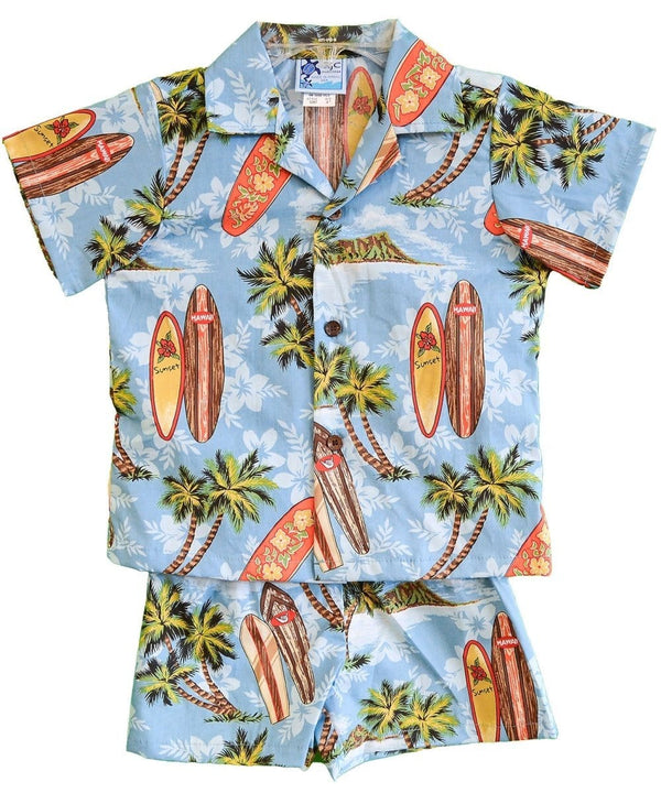 Boys Hawaiian Clothing Set Toddler Aloha Surf Blue