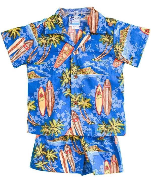 Boys Hawaiian Clothing Set Toddler Aloha Surf Navy