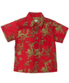 Boys Hawaiian Shirt Button-Up Dragon Tales Red Mae Young Designs