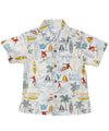 Boys Hawaiian Shirt Button-Up PIPELINE Surf White Mae Young Designs