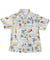 Boys Hawaiian Shirt Button-Up PIPELINE Surf White Mae Young Designs