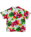 Boys Shirt Hibiscus Watercolor White Two Palms