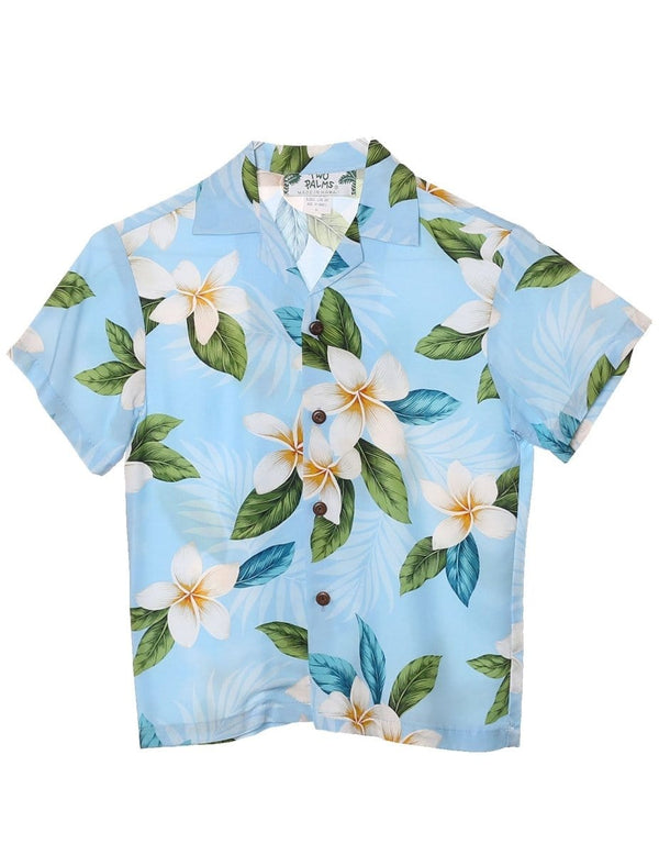 Boys Shirt Plumeria Sky Sky Blue Two Palms